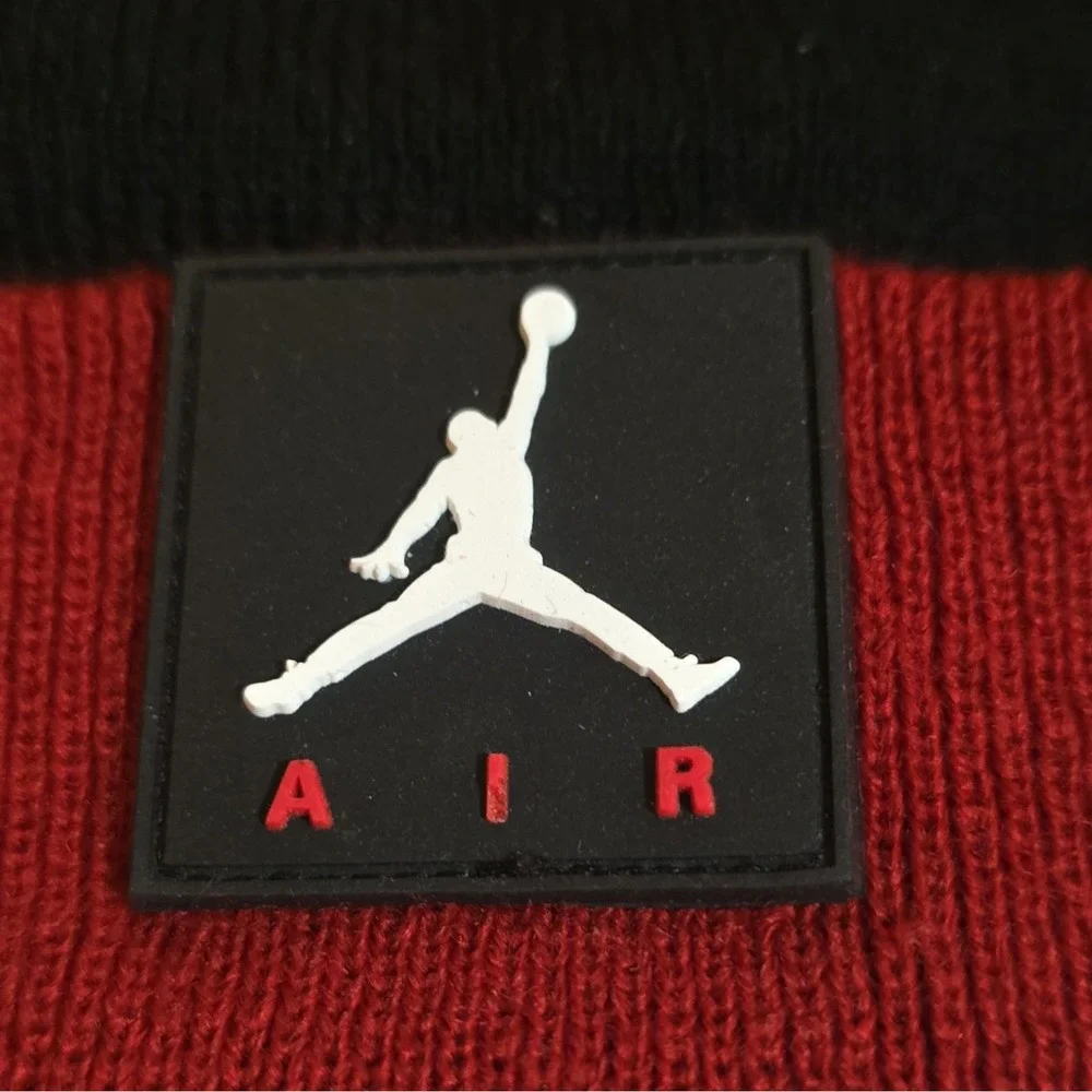 Jordan Air Jordan Youth Boys Knit Beanie Red/Black Striped Jumpman Stretch